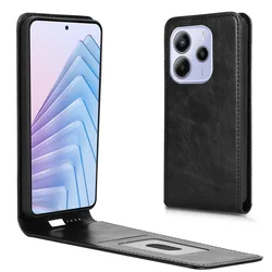 For Redmi Note 14 4G Flip Vertical Case Retro Smooth Skin Leather Full Cover Card Holder For Redmi Note 14 4G Phone Bags