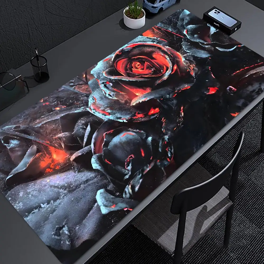 R-rosas-Grande PU Couro Mouse Pad, 900x400mm, Esteira de Mesa Impermeável, Video Game, Casa e Escritório Gamer, Computador Mousepad, Keyboa