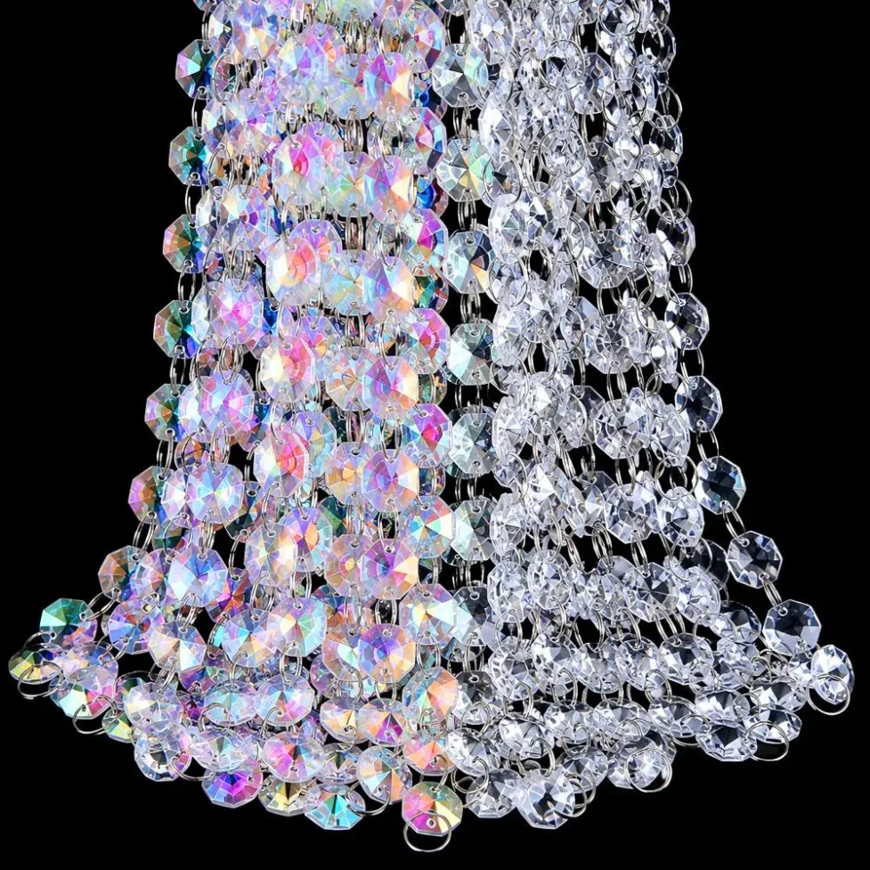 0.5-5M Octagonal K9 Crystal Strand Garland High Transparency Colored Clear Hanging Crystals for Wedding Table Decor Craft Parts