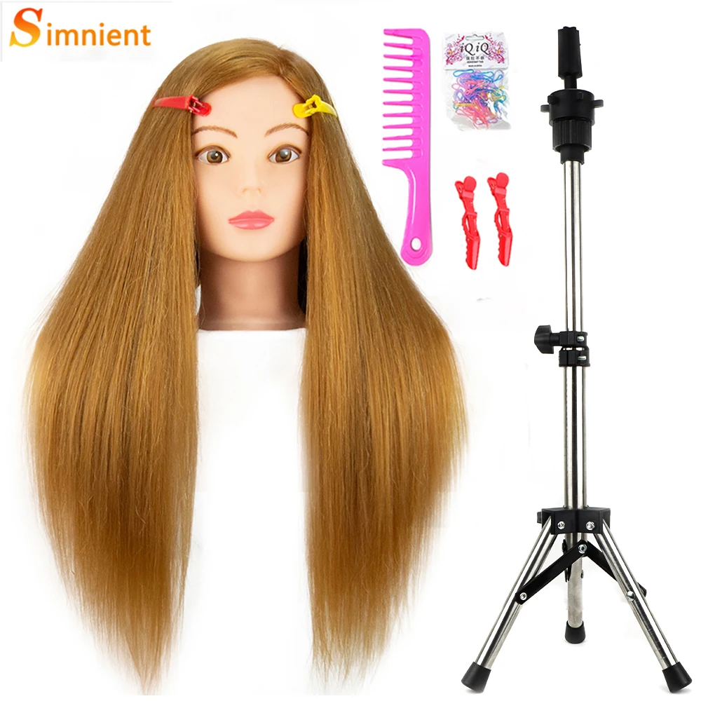 26 inch Long Mannequin Head with 85%Real Human Hair,Training Head with Hair, Doll Head for Hair Styling,Cosmetology Manikin Head