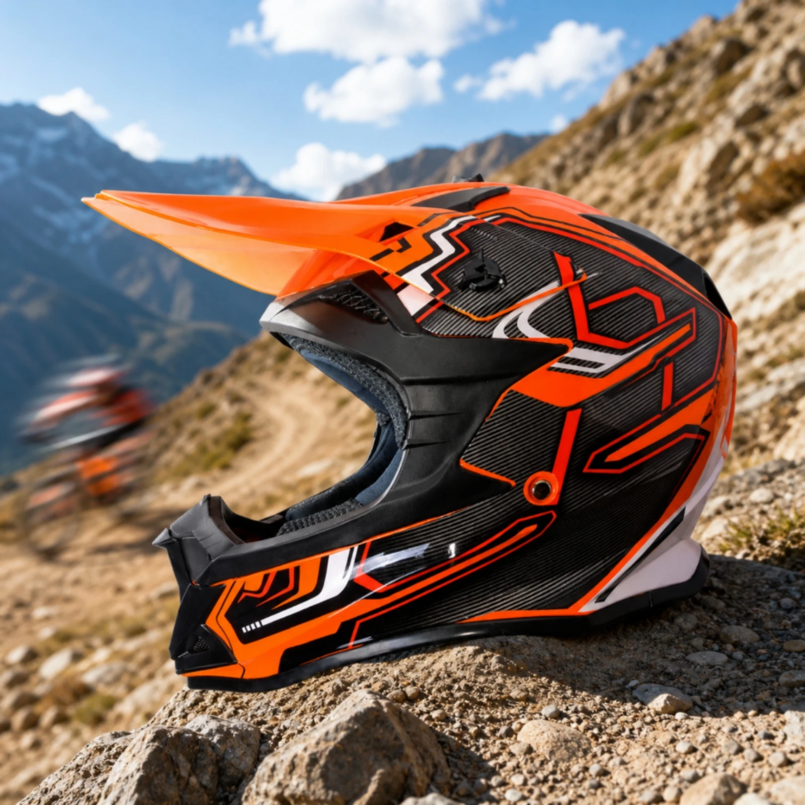 Motocross Helmet with Visor Full Face Off Road Cycling Headgear Ventilated Design for Trail Use