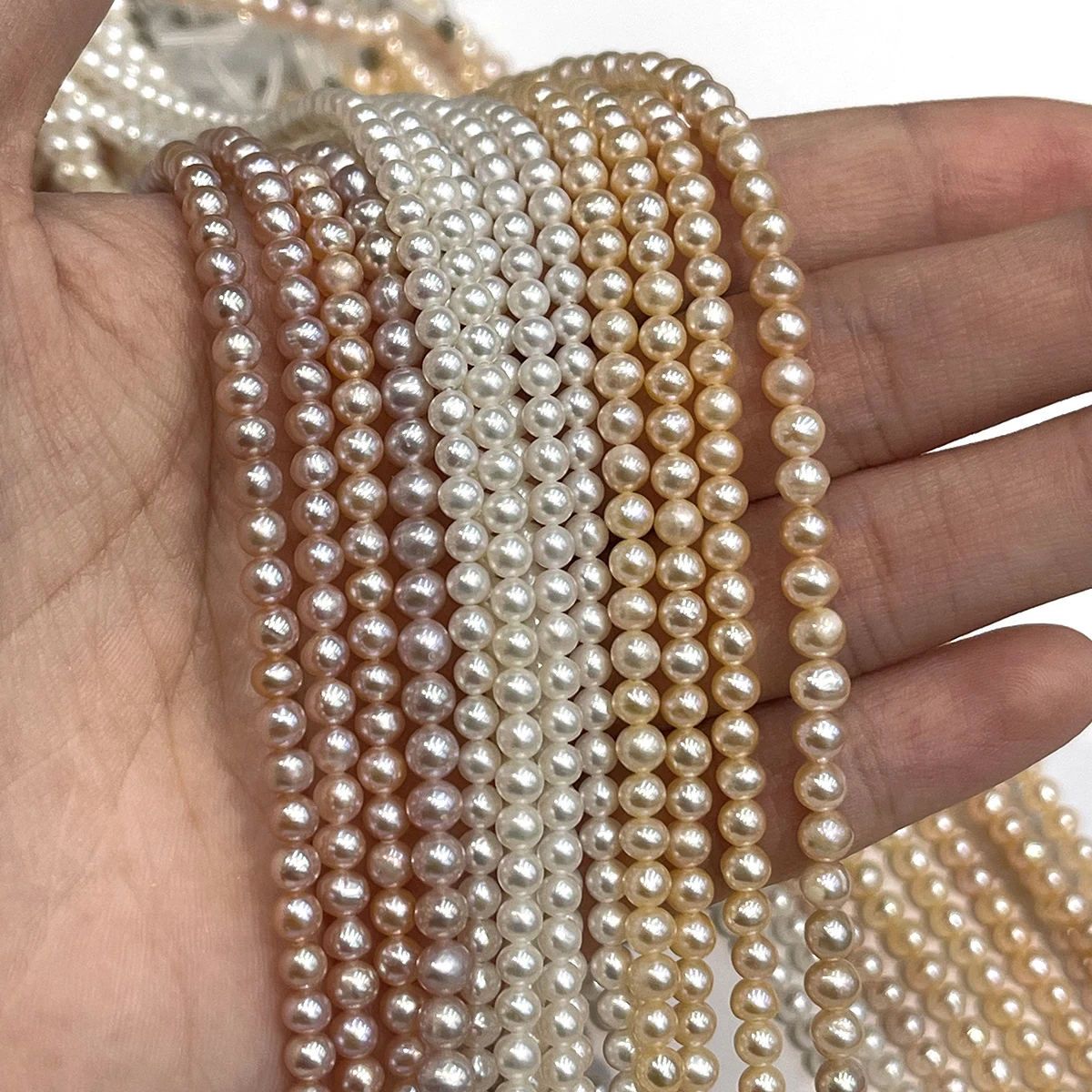 36CM 4–5mm Potato-Shaped Pearls Semi-finished Through-Hole Beads AAA Natural Freshwater Pearls for Jewelry Making DIY Necklaces