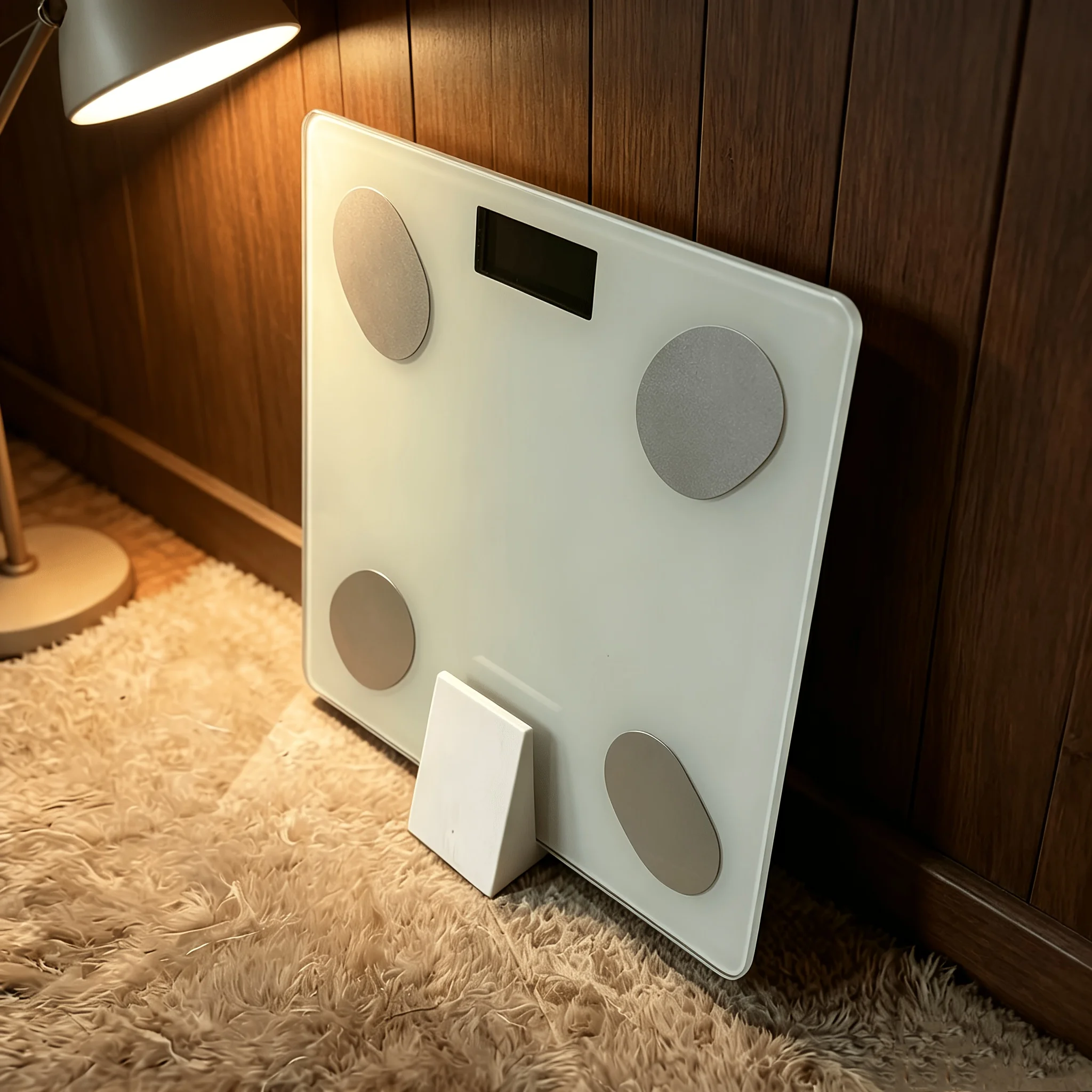 Body Fat Scale Storage Stand, Vertical Triangular Scale Holder, Space-Saving White Plastic Support Rack for Digital Bathroom Weight Scale, Anti-Slip Floor Organizer Bracket