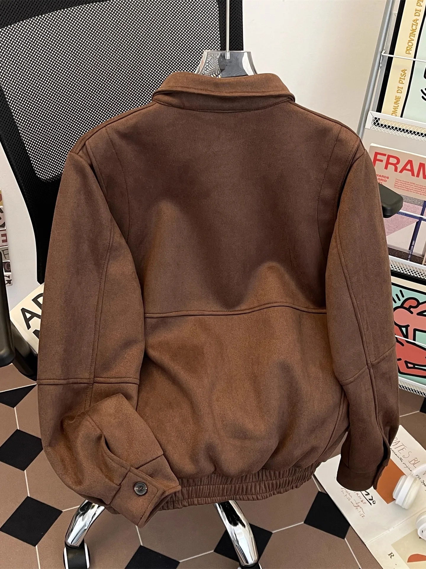 سترة نسائية من جلد الغزال البني نمط صديقها معطف مقصوص عتيق للدراجات النارية موستانج ملابس خارجية 2000s ملابس الخريف