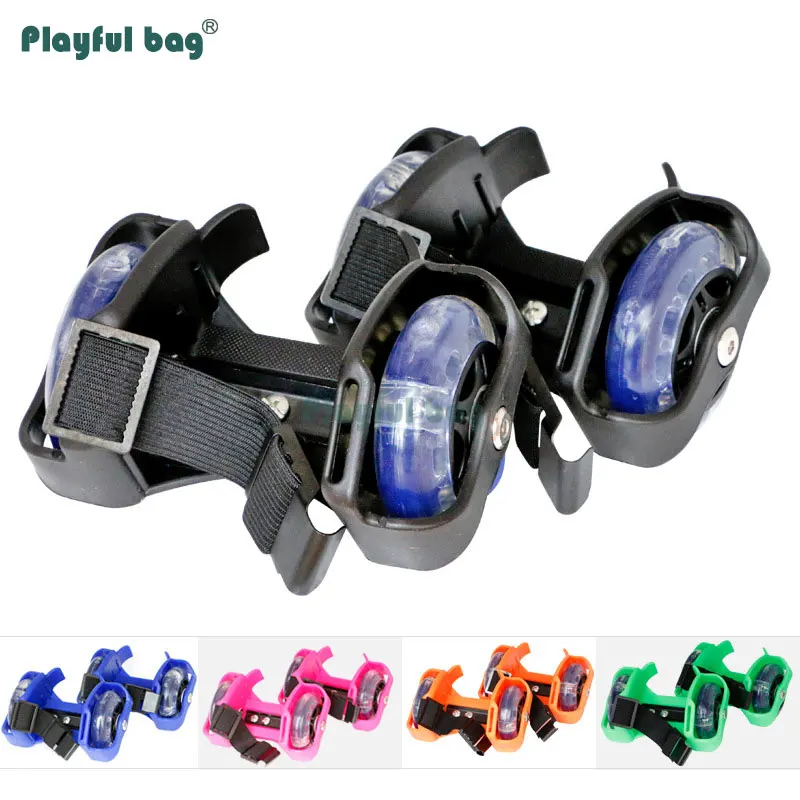 

Children Roller Skating Shoes PU Rubber Wheel Night Flash Small Whirlwind Pulley Kid's skating sport toys AMB97