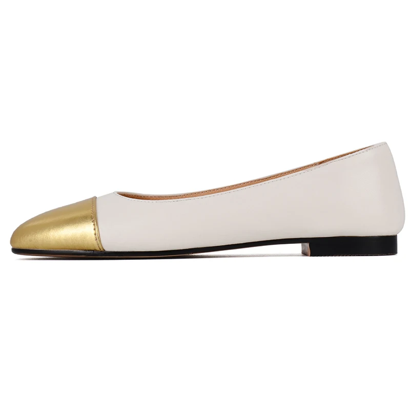 Petite Feet Ladies Ballet Flats Split Leather Fashion Splicing Sheepskin Round Toe Flat Shoes Oversize Casual Shoes Plus Size