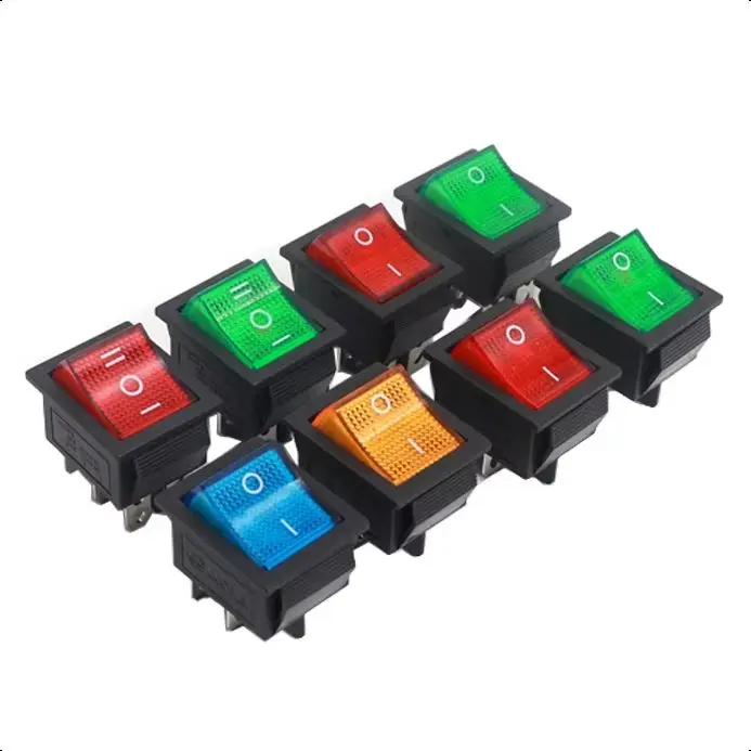 【5-1PCS】KCD4 Rocker Switch On Off 6 Pin With Led 4 16A 250V 220V T85 20A Small 6Pin 4Pin Light For 2 Position 220 230V Lamp 10A