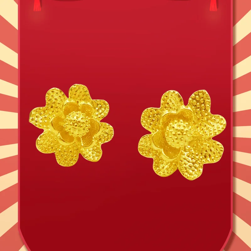 

Ювелирное золото 9999 из чистого желтого золота 24 карата, разнообразные изысканные серьги-гвоздики с цветами, изысканные серьги