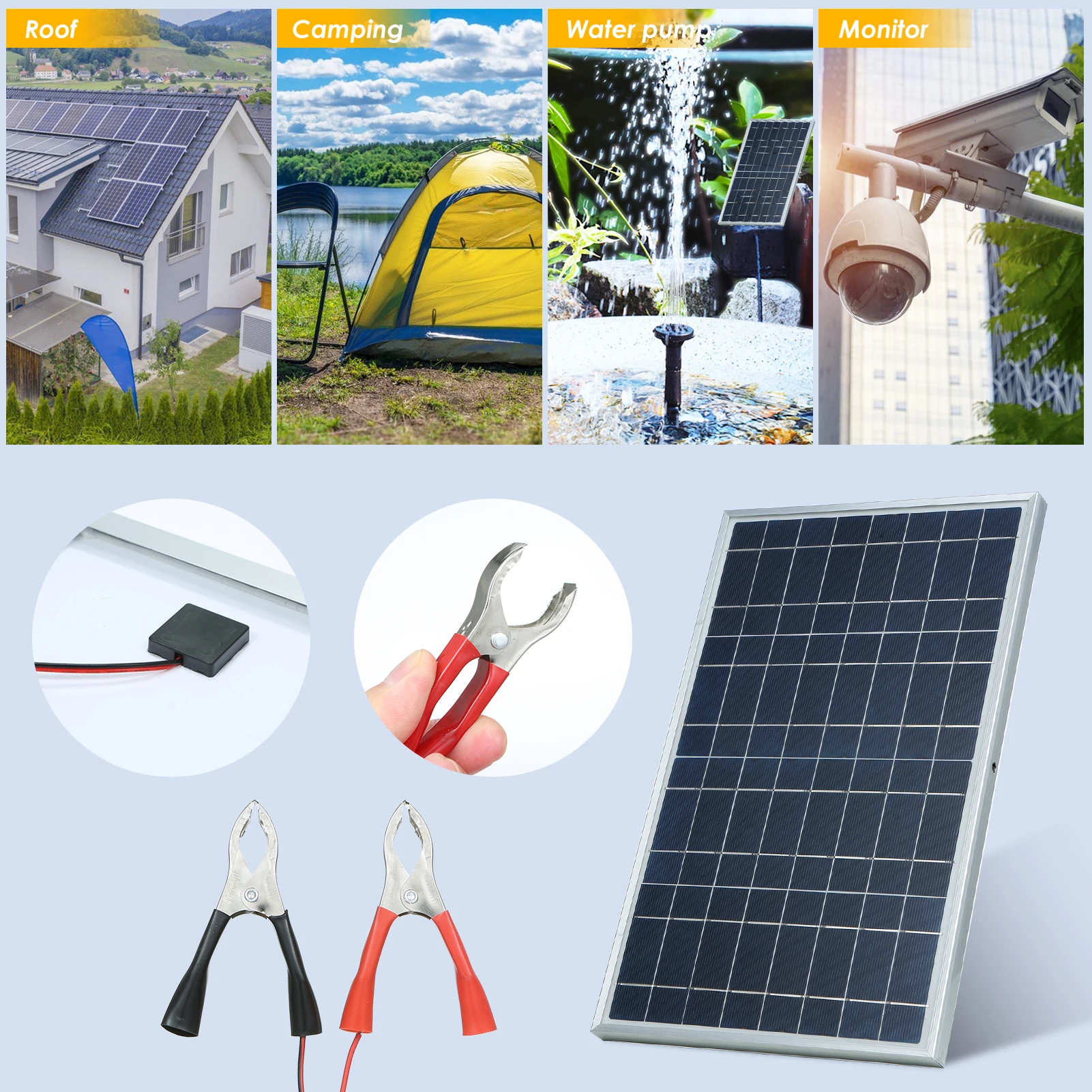 Imagem -04 - Kit de Painel Solar Policristalino Célula Solar Recarregável Portátil ao ar Livre Gerador para Casa Usb Power 12v Concluída 600w 500w