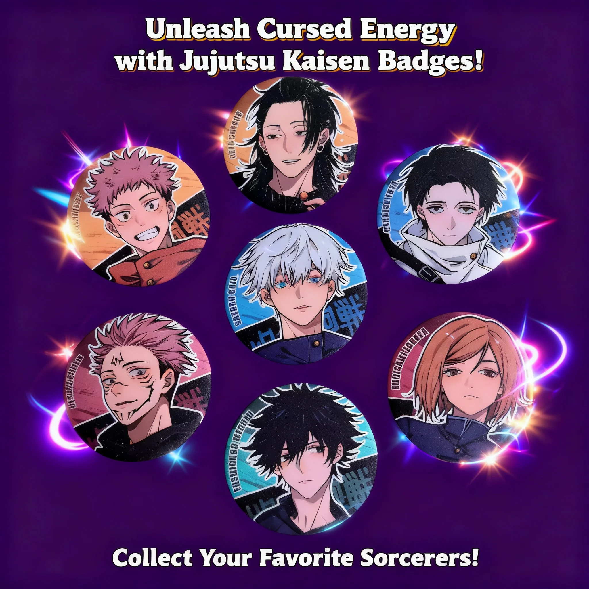 

Набор эмалевых значков по аниме Jujutsu Kaisen: Юдзи Итадори, Сатору Годжо, Сугуру Гето. Металлические броши-значки, сувениры.