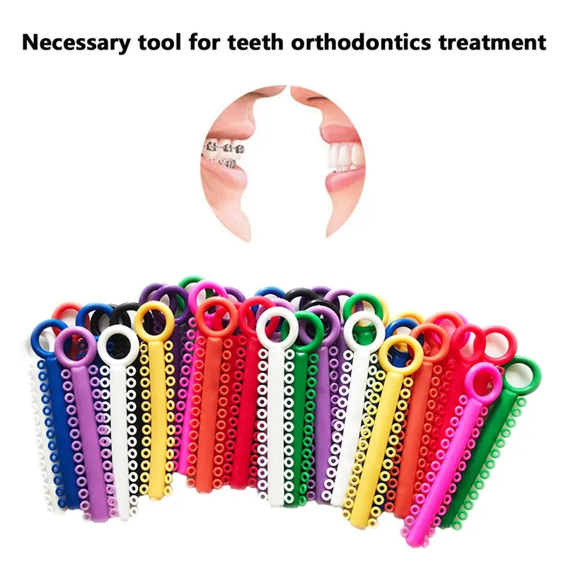 10sticks Dental Orthodontic Ligature Ties Elastic Rubber Bands Dentist Tools Braces Elasticity for Teeth Multi Color