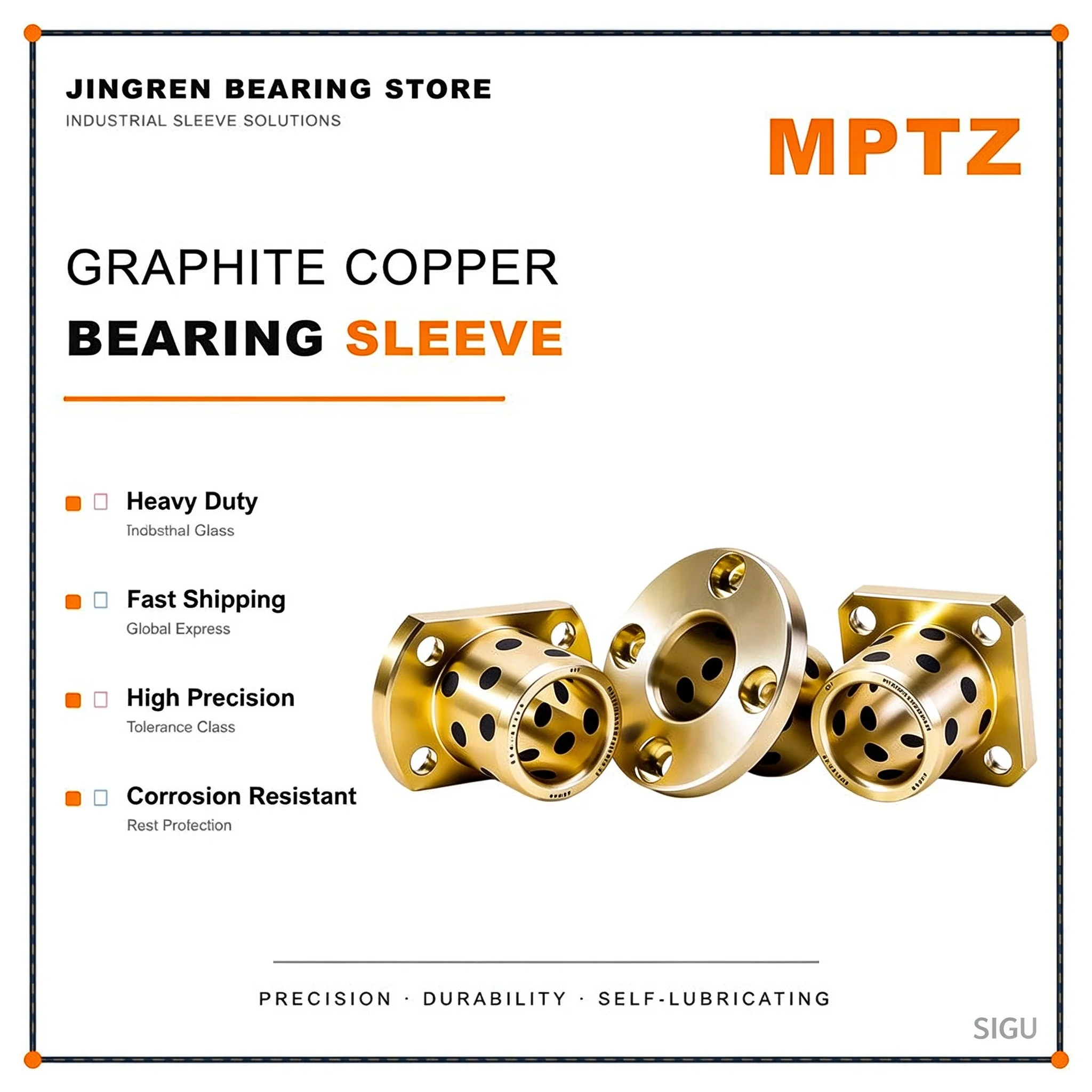MPTZ Round Flange Graphite Bronze Bushing MPTZ 6-15 6-20 6-25 8-15 8-20 8-25 8-30 10-15 10-20 10-25 10-30 10-35 12-15