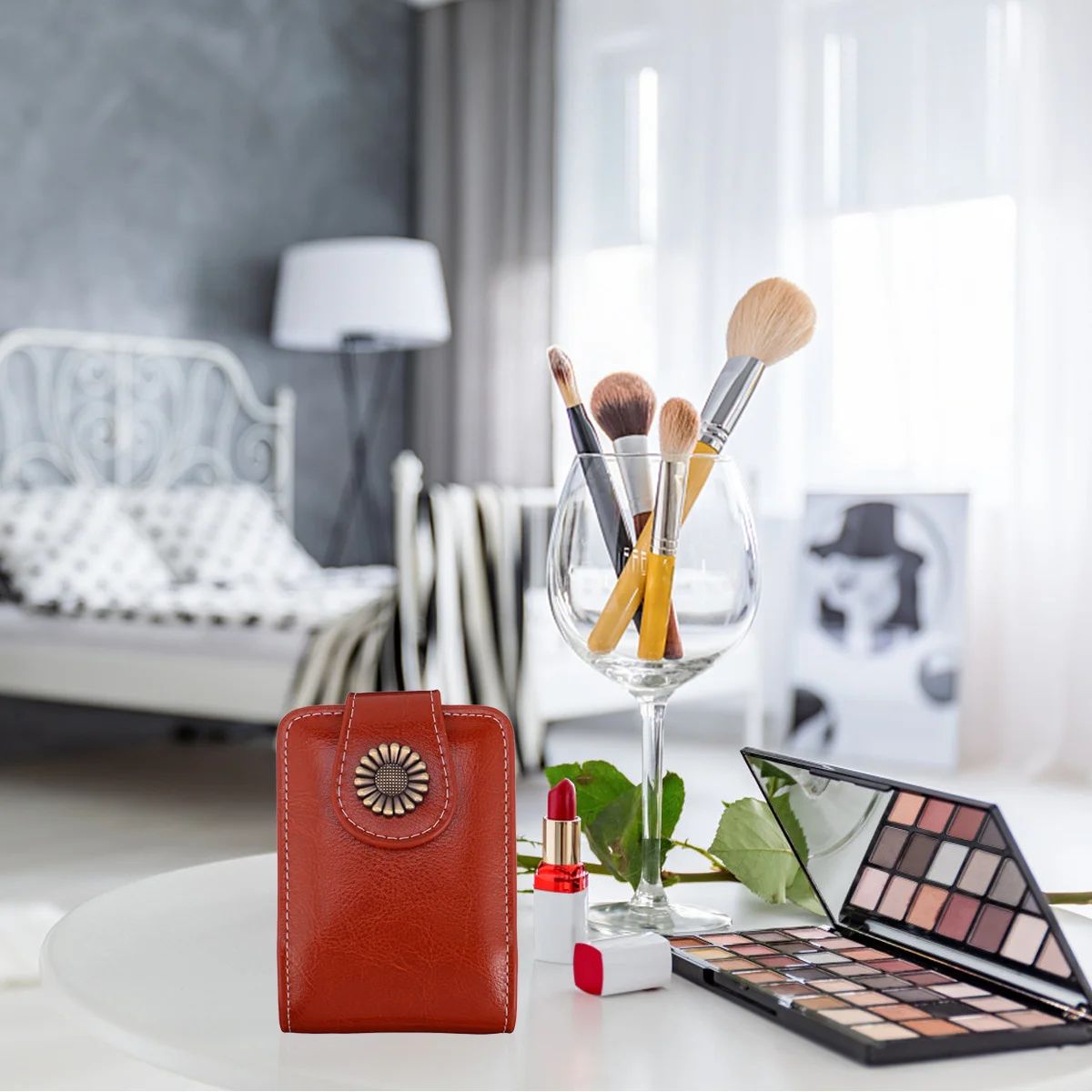 

1Pcs Lipsticks Pounch Portable Vanity Mirror Carrying Case Small Lipsticks Organizer Pounch with Mirror