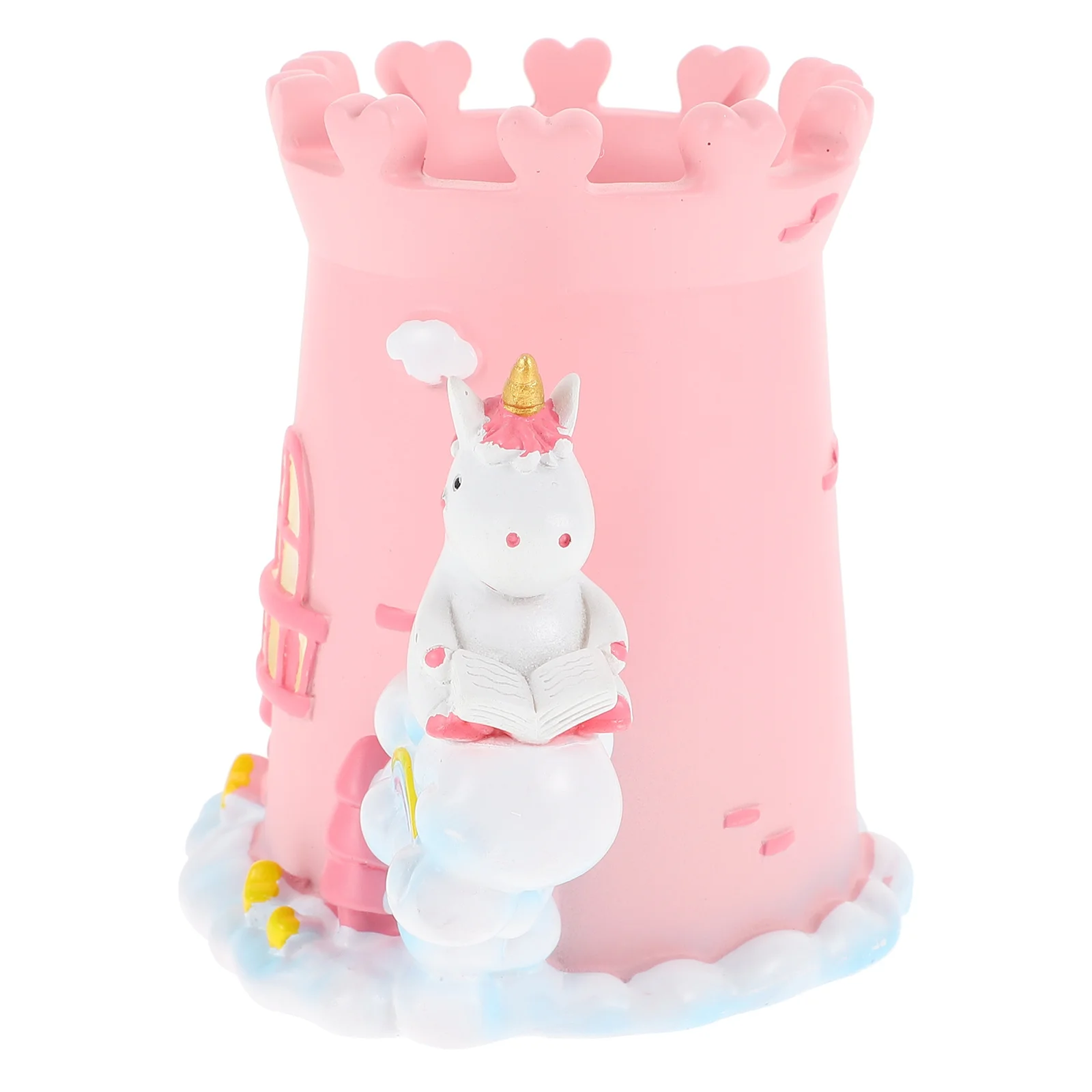 

Beautiful Unicorn Pen Organizer Long Lasting Resin Material No Burrs Practical School Office Supplies Pen Container