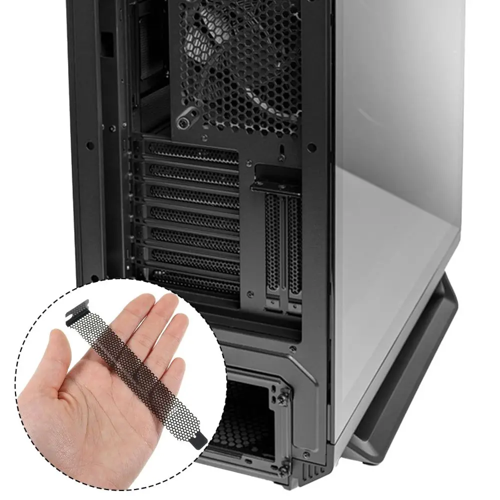 New Hard Steel PCI Slot Cover Plug-In With Screws PCI Bracket Black Dust Filter Plate