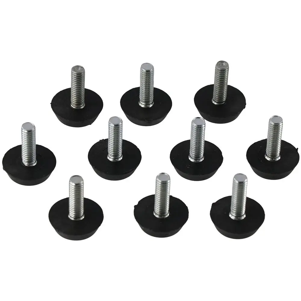 10 Pcs M6 Thread Furniture Levelers Galvanized Steel Black Glide Furniture Leveling Feet Floor Leveler Table,Chair, Cabinet Legs