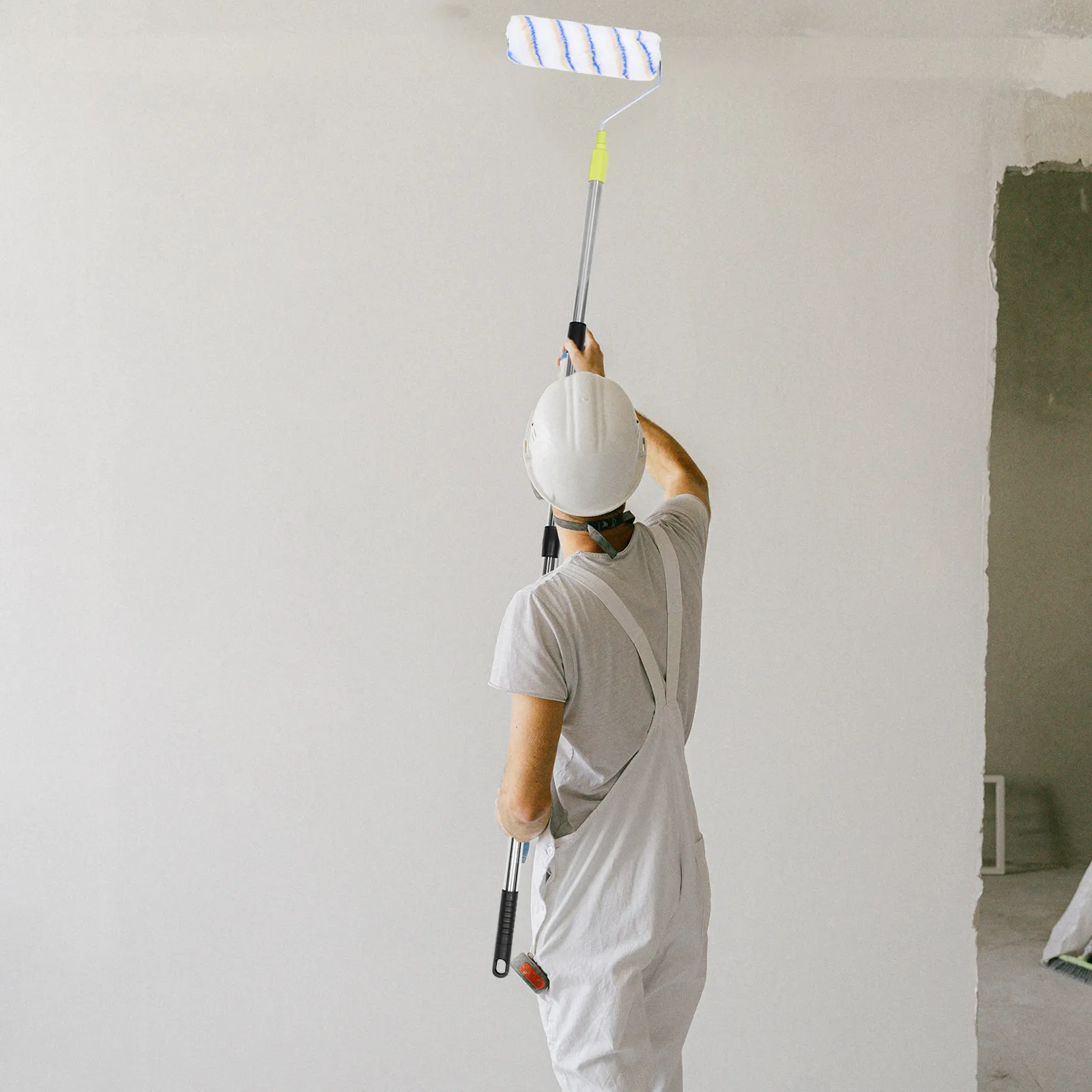 Telescoping Paint Roller Extension Pole Stainless Steel Adjustable 25Mm Wide Brush Head for High Ceiling Wall Painting Indoor