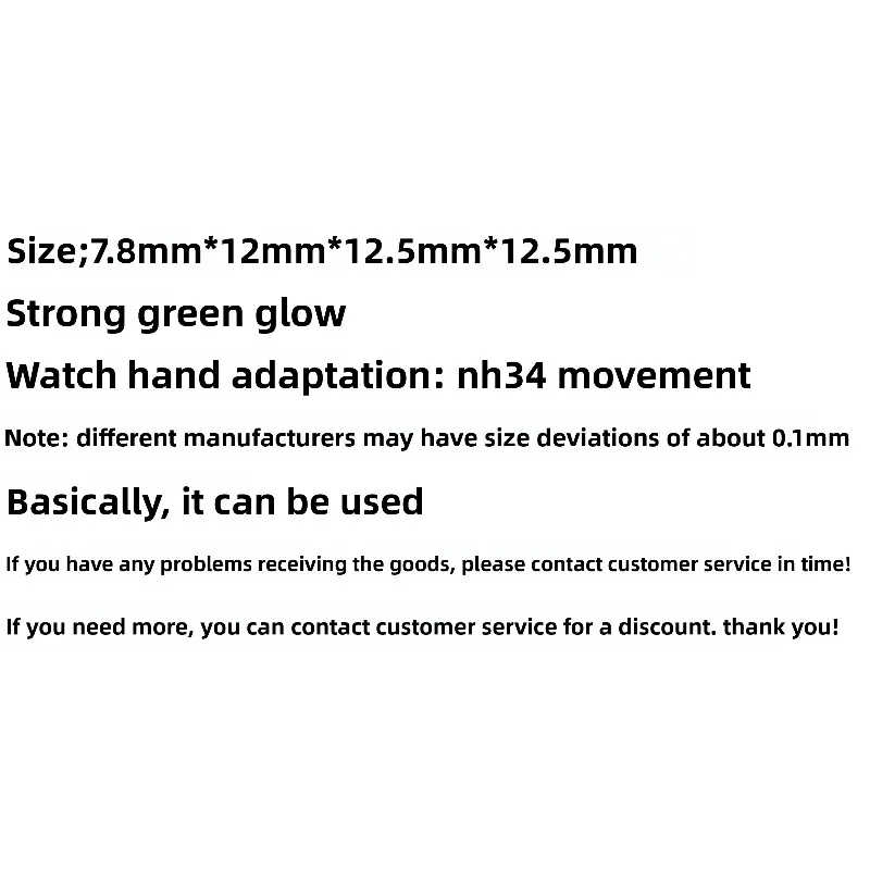 Watch Modification Accessories for NH34 Hands for GMT Strong Green Luminous Mechanical Watch Hands Diving Watch Hands Accessorie