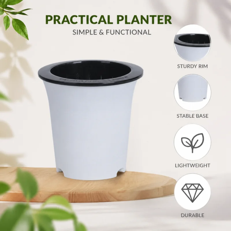 Double-Layer Self-Watering Flowerpot with Storage Basin Thick Plastic Desktop Plant Pots for Home Simple Design Easy Planting
