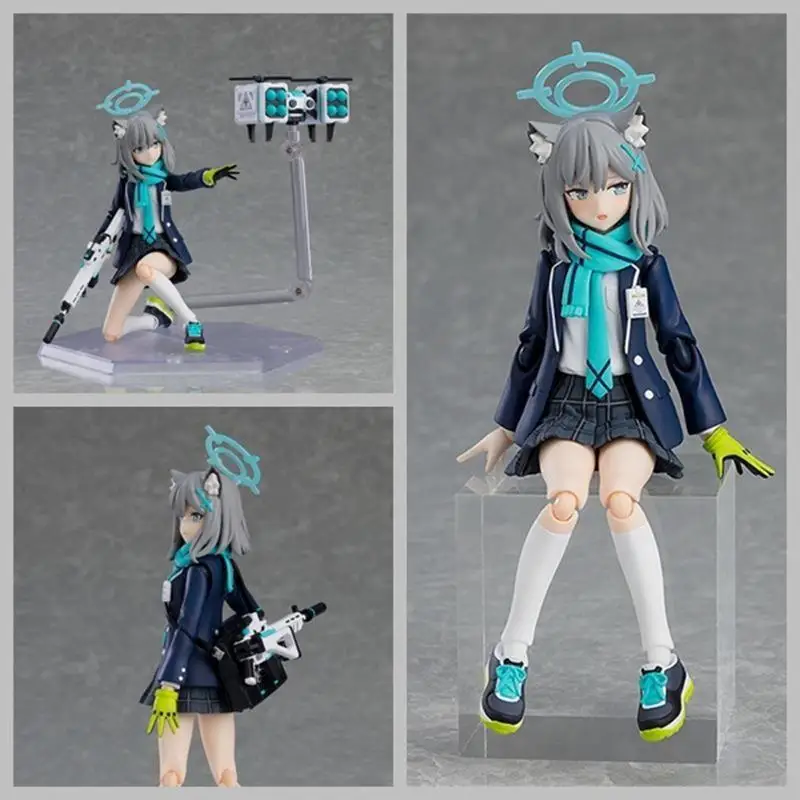 15cm Figma 567# Blue Archive Anime Figure Shiroko Sunaookami Action Figure Pvc Statue Model Doll Collectible Ornament Toy Gift