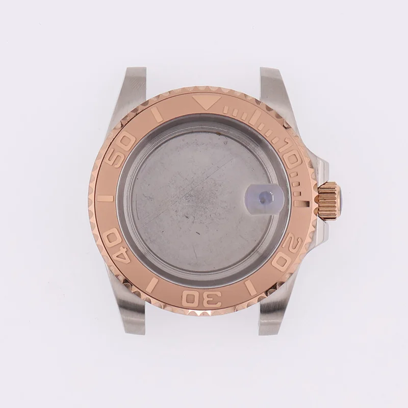 40MM Submariner Gold Watch Movement for NH34 NH35 NH36 Seiko GMT Case Ceramic Bezel Sapphire Electroplate Replacement Parts