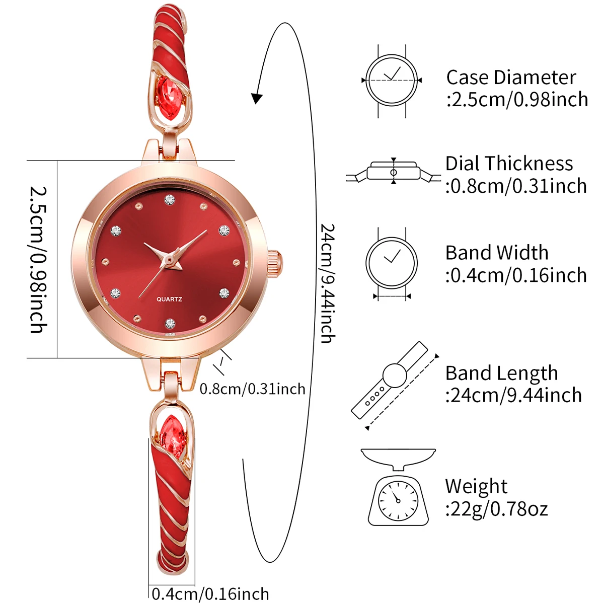 6PCS Women\'s Watches Fashion Rhinestone Small Dial Female Quartz Watch Set(Without Box)