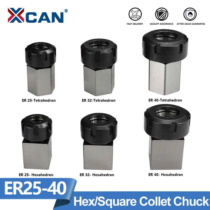 XCAN Tool Holder Hexagon Nut Collet Chuck Holder ER25 ER32 ER40 Collet Block Hex Nut Square Nut For CNC Machine Lathe