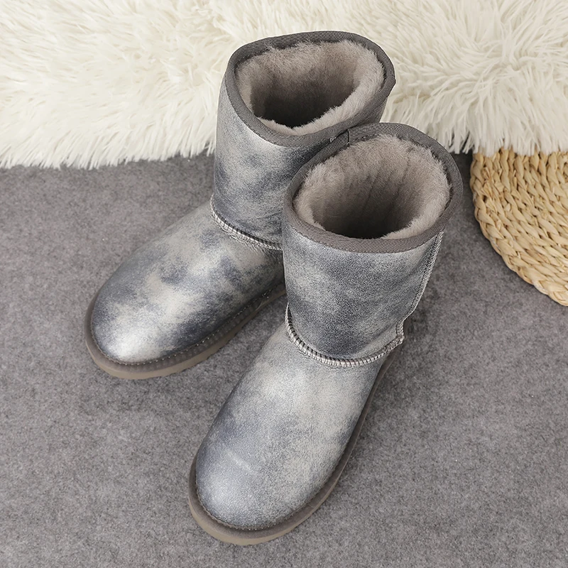 2023 Top Quality Wool Inside 100% Genuine Sheepskin Leather Woman Snow Boots Natural Boots Warm Wool For Women\'s Winter Boots