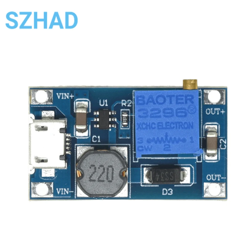 TYPE-C/USB 2A Max DC-DC Step Up Power Module Booster Power Module MT3608 2-24V To 5V/9V/12V/28V