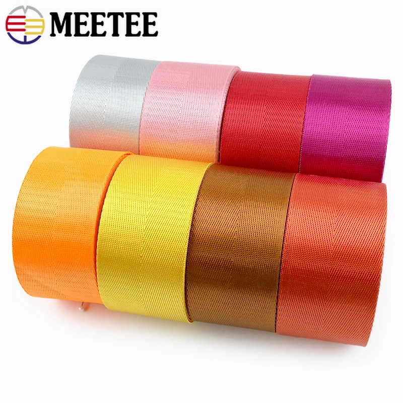 

8M Meetee 20-50mm Nylon Webbing Colorful Webbings Thickened Seat Belt Clothing Band for Shoulder Strap DIY Sewing Accessories