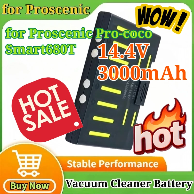 

14.4V 3000mAh for Proscenic Pro-coco Smart680T Sweeper Battery Accessories Nickel-Hydrogen Battery Pack Vacuum Cleaner Battery