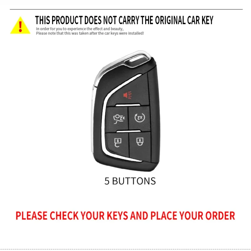 5 Bottons Metal Car Key Fob Case Cover Keychain Accessories for Cadillac CT5 Ct4 CT6 XT5 XT6 XT4 LYRIQ Escalade 2023 2022 2024