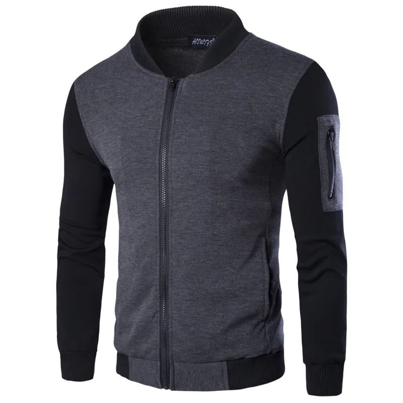 Spring New Men's Baseball Collar Jacket Color Matching Roman Cardigan