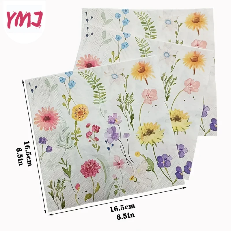 Colourful Wood Pulp Napkins Floral Style Party Decoration Paper Placemats Butterfly Bone Bart Paper 2-Ply 10/20pcs 33*33cm