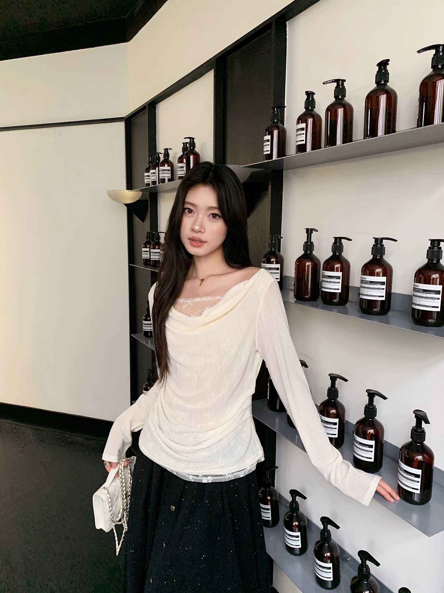 

Утягивающая футболка с кружевными вставками и лоскутным узором, для балета, под собственной торговой маркой, внутренний слой, базовый слой, с длинным рукавом, дышащая, из смесового полиэстера