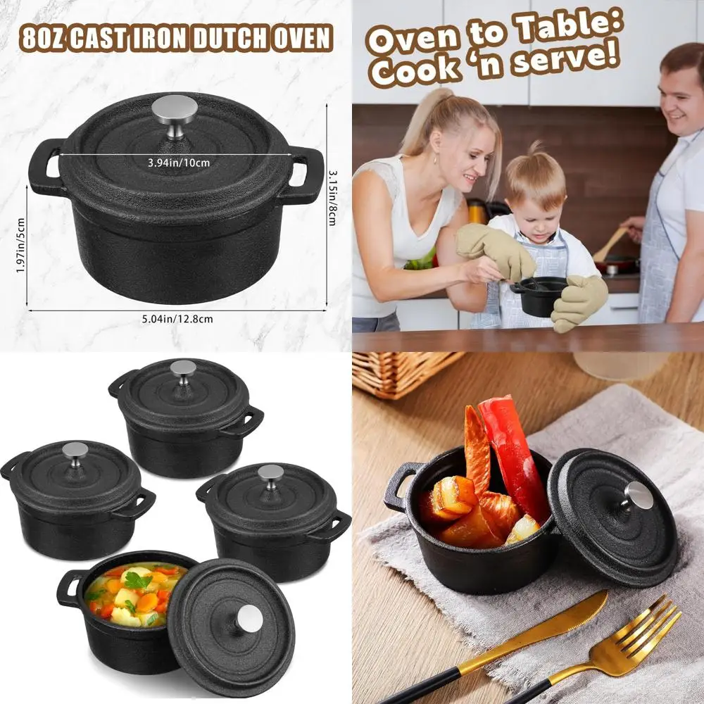 

Миниатюрная круглая чугунная жаровня (8 унций) с крышкой и двумя ручками, идеально подходит для приготовления пищи, выпечки и гриля.