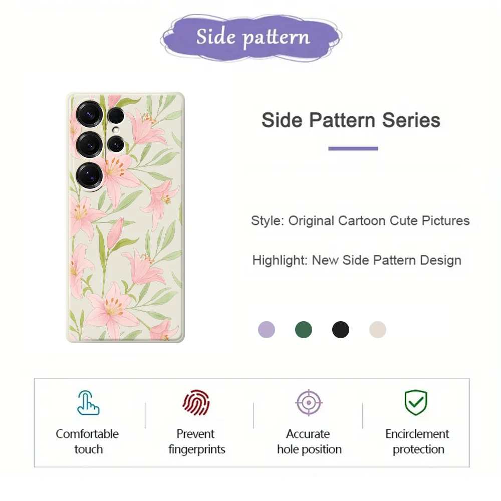 Fresh Pink Flower Phone Case For Samsung Galaxy S25 S24 S23 S22 S21 S20 Ultra Plus S10 S20 FE S21FE S23FE S24 FE 5G TPU Cover