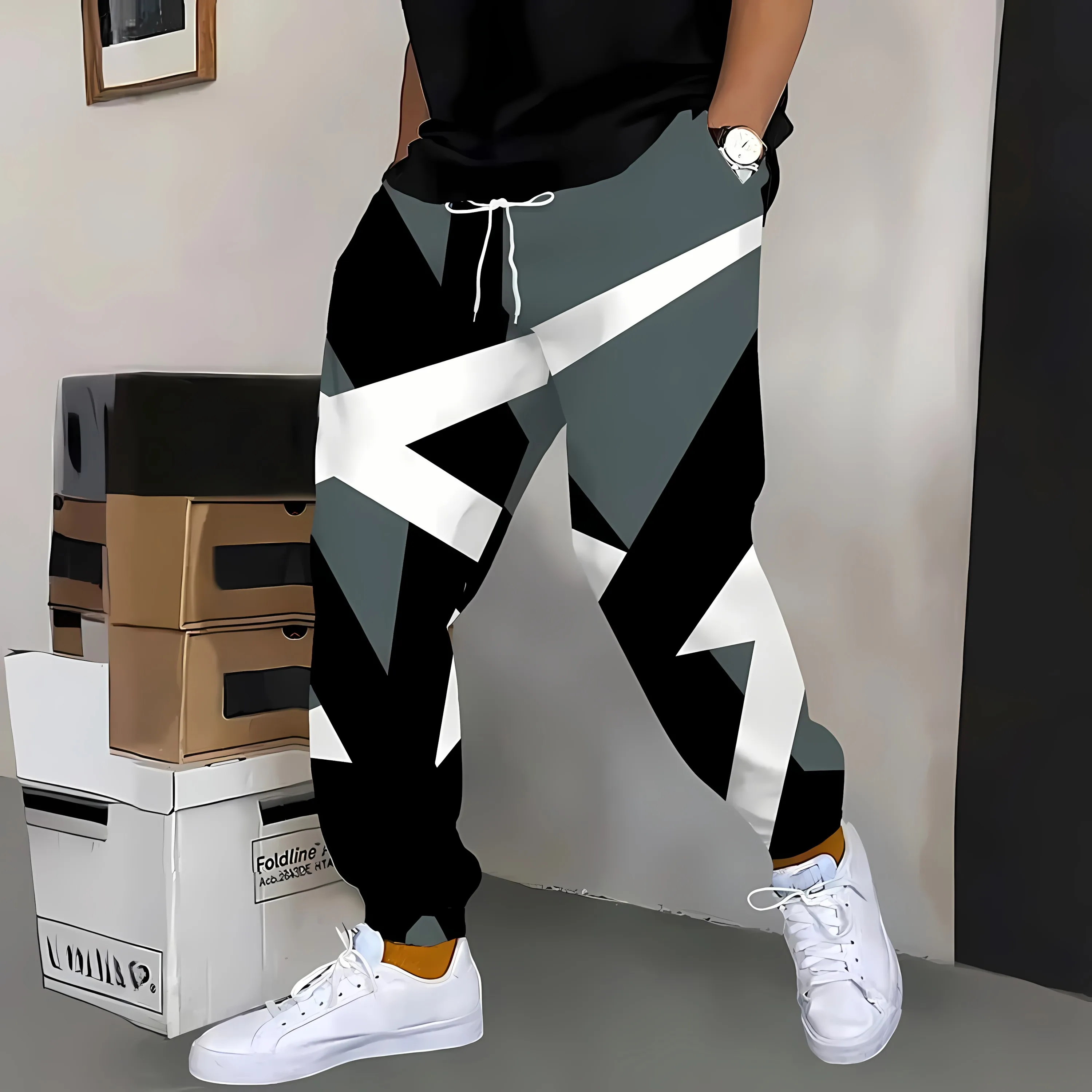 

Новые мужские брюки весной и осенью 2025 года — повседневные модные мягкие и удобные с 3D-принтом.