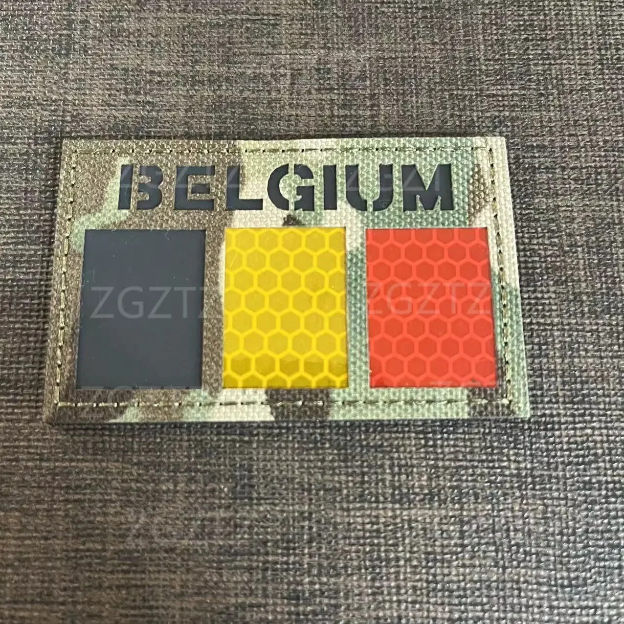 Belgium Reflective Magic Sticker Decorative Badge National Flag Tactical Patch for Clothing Military Patches Embroidery 5*8CM