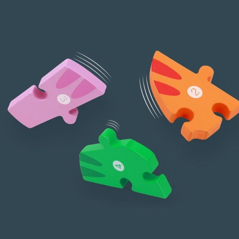 Wooden Puzzles for Toddlers Dinosaur Vehicles Color Blocks Puzzle Learning Toy 15UB