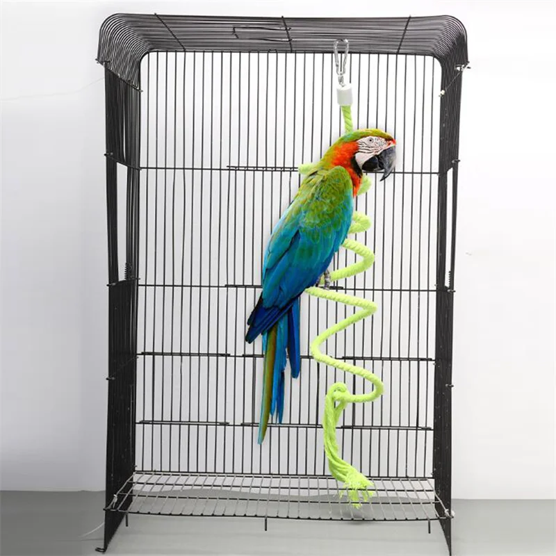 1/1.5m Pet Bird Bite Toys Colorful Parrot Cotton Rope Toy Elastic Parrot Climbing Toy Sturdy Bird Swing Harness Cage Swing Stand