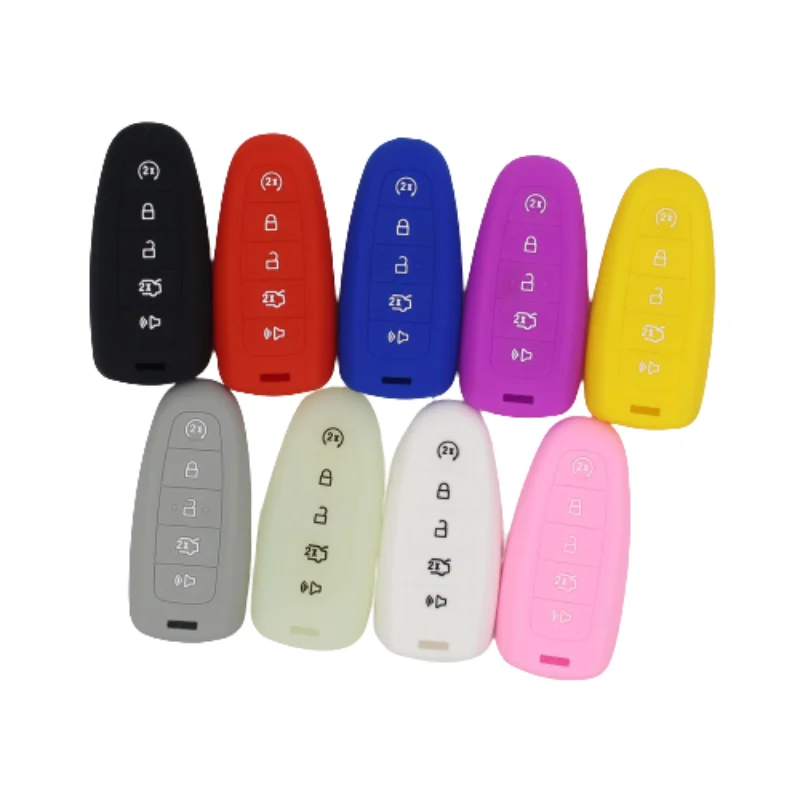 

5 Button Silicone Car Smart Remote Key Cover Holder Bag Shell For ford Fusion Taurus Focus Edge Escape Explorer MKS MKT 11-2014