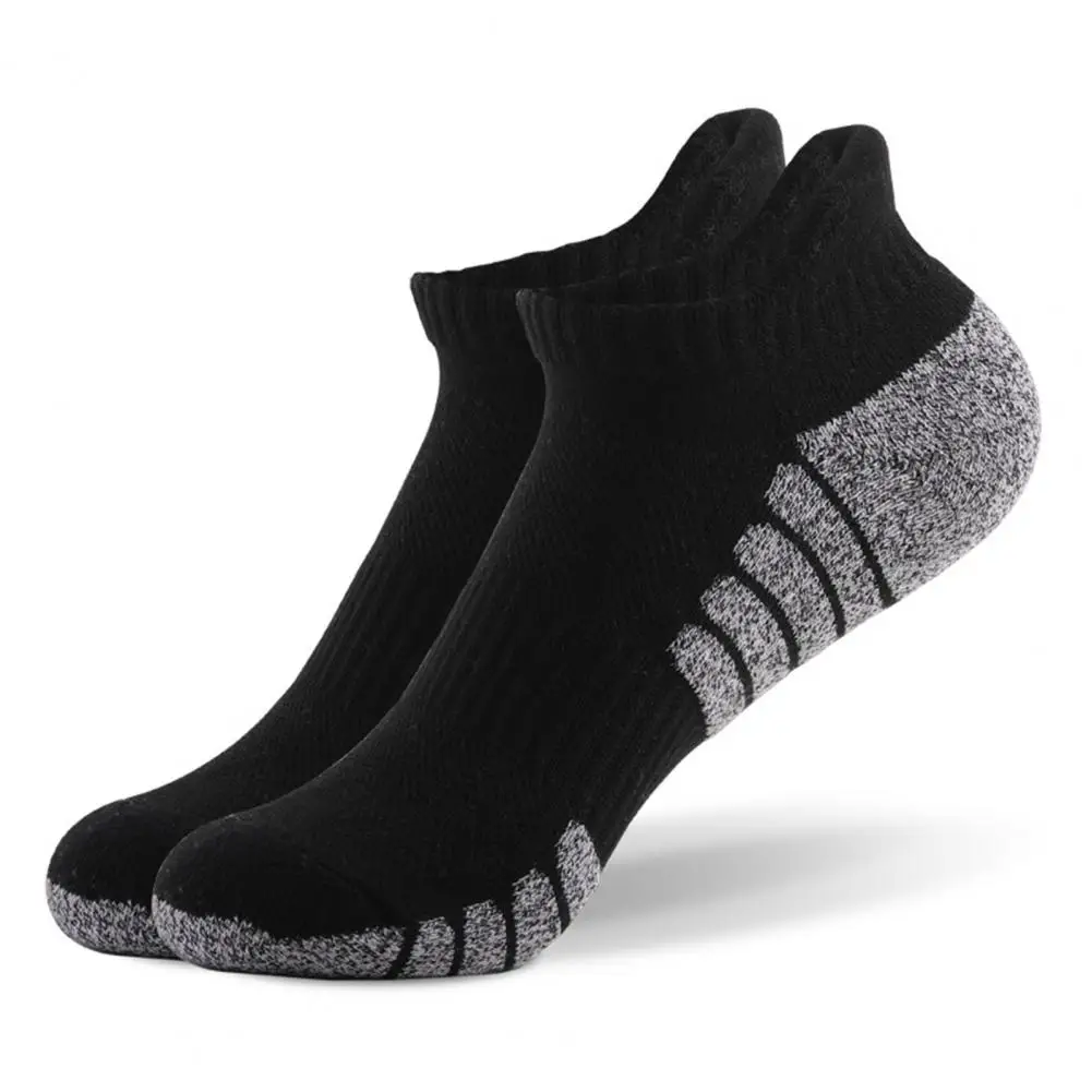 Cozy Durable Cotton Blend Socks High Elasticity Men's Summer Socks Low-cut Anti-slip Sweat Absorption Contrast Color for Daily