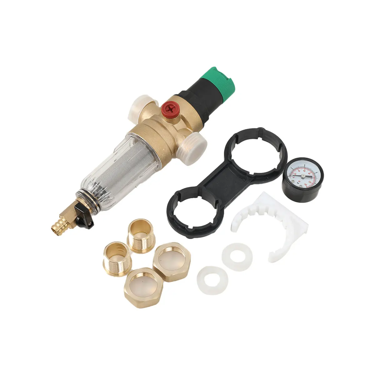 1 Stück Wasserdruckregler mit Rückspülfilter und Manometer DN20 Gartenbewässerungszubehör – Detail 11