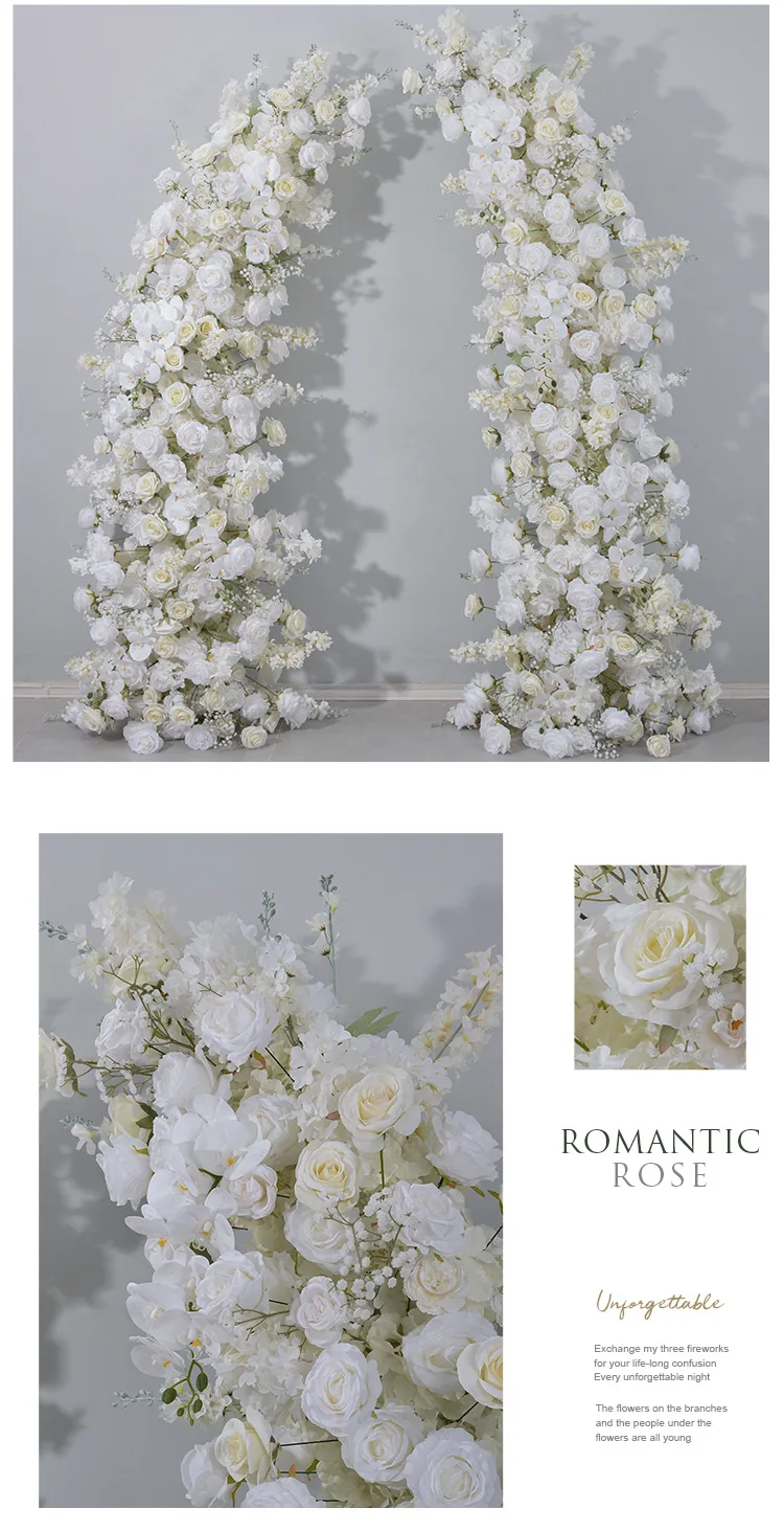 5D Neues Couture-Set 210/230CM Ochsenhorn Blumen-Hochzeitshintergrund-Dekoration Romantische Phalaenopsis Rose Baby Breathe Blumenarrangement – Detail 6