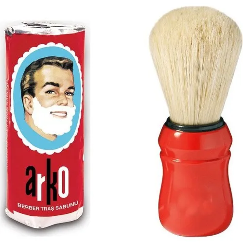 Arko Shaving Soap + Wooden Beard Mustache Shaving Brush