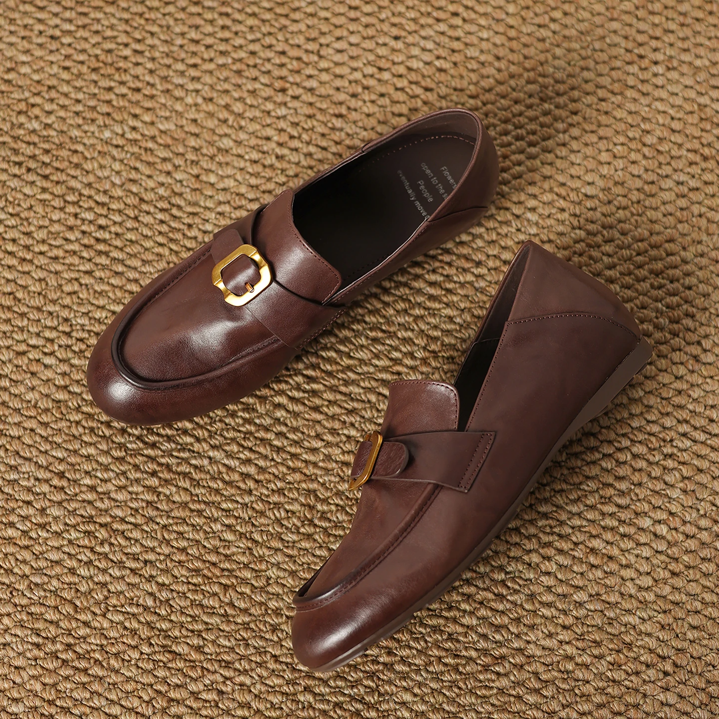 

Лоферы из натуральной кожи, балетки на плоской подошве с круглым носком и квадратной пряжкой, женские оксфорды в британском стиле ретро