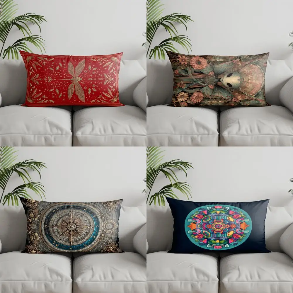 

Home Decor Dragonfly Pattern Red Pillowcase Suitable For Sofa Bedroom Car Pillow Cover Cushion Rectangular Back Cushion