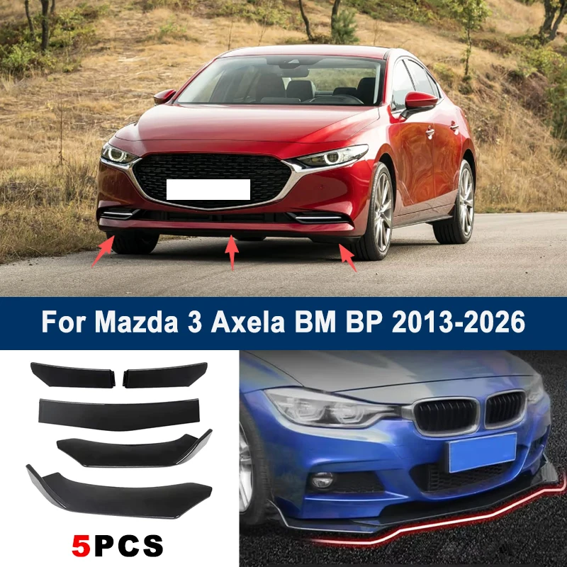 

Adjustable 5Pcs Sectional Front Spoiler Lip For Mazda 3 Axela BM BP 2013-2026 Front Bumper Splitter Car Exterior Sport Body Kit