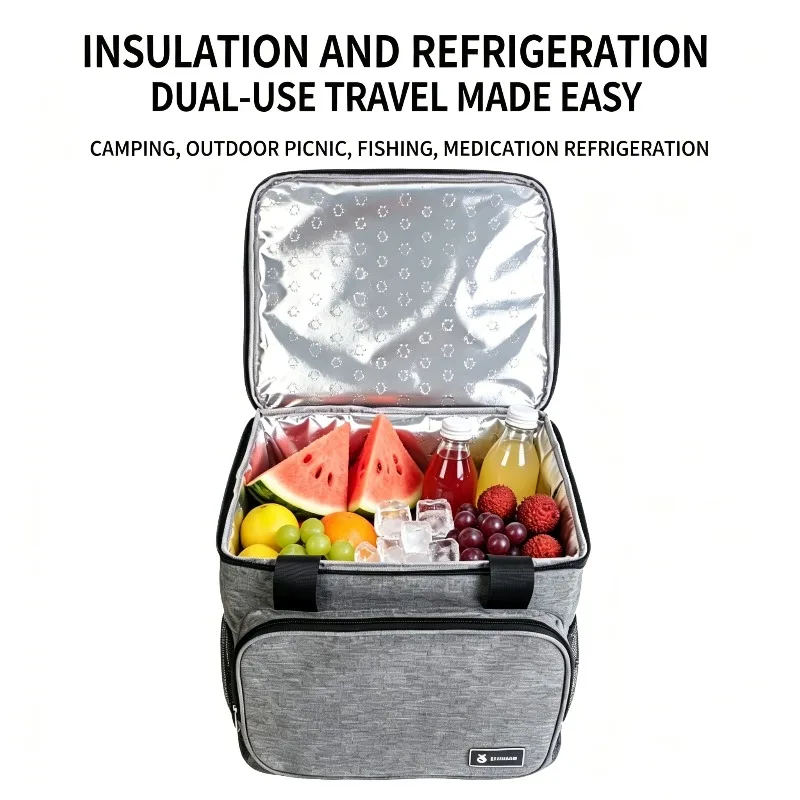 Travel Vehicle Mounted Crossbody Refrigerated Bag Working Food Large Capacity Insulated Bag Outdoor Campin Handheld Picnic Bag